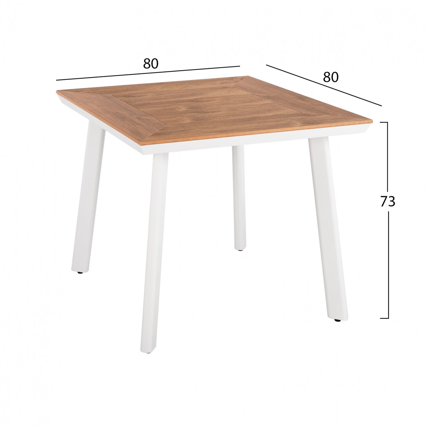 DINING SET 3PCS WHITE TABLE 80x80 AND CHAIR WITH ROPE HM11536.01