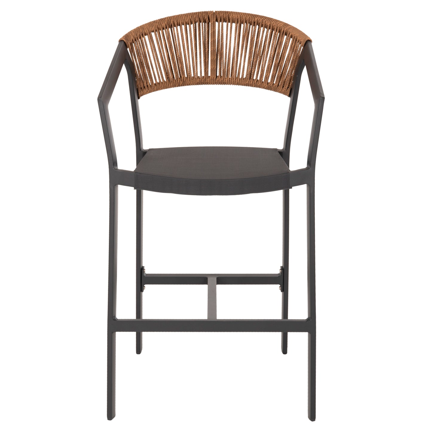BAR STOOL ALUMINUM ANTHRACITE HM5892.11 MEDIUM HEIGHT WITH ARMS-RATTAN&TEXTLINE 55x56.5x99Hcm.