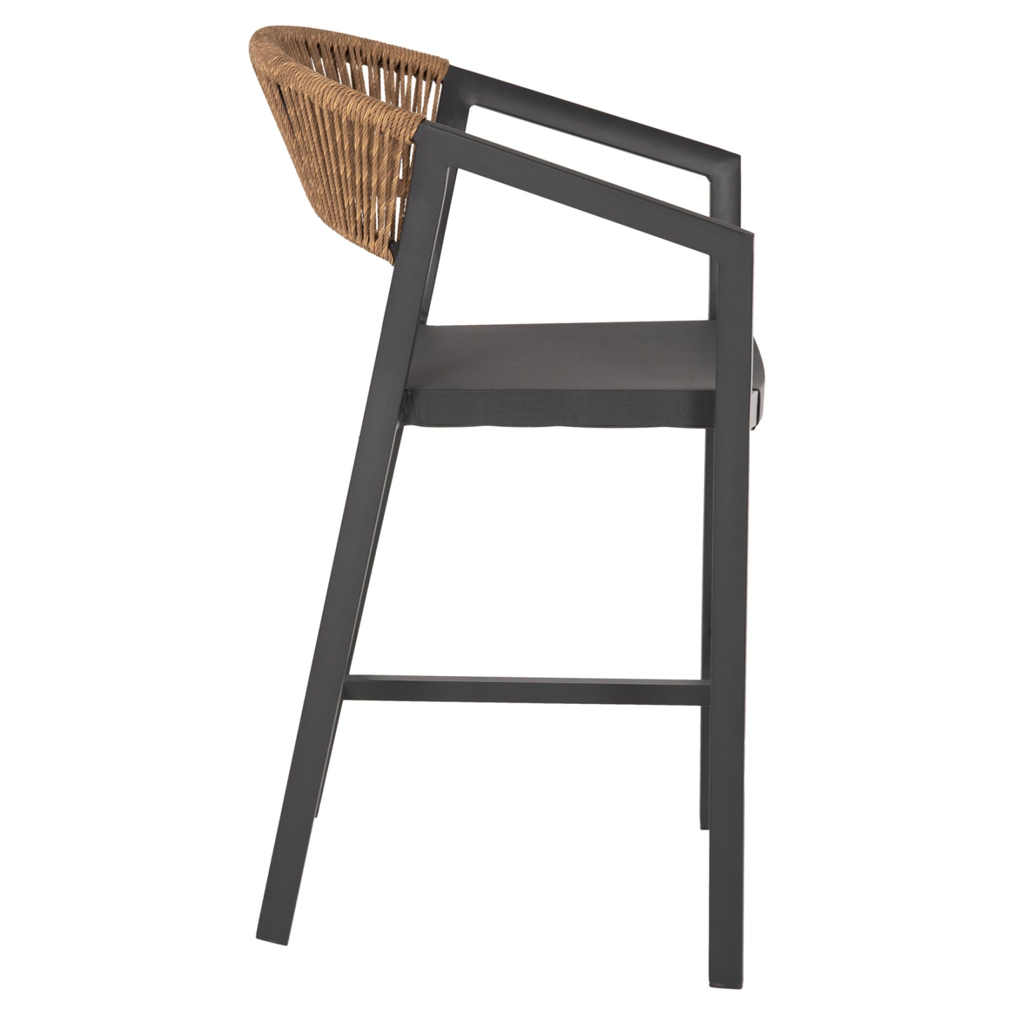 BAR STOOL ALUMINUM ANTHRACITE HM5892.11 MEDIUM HEIGHT WITH ARMS-RATTAN&TEXTLINE 55x56.5x99Hcm.