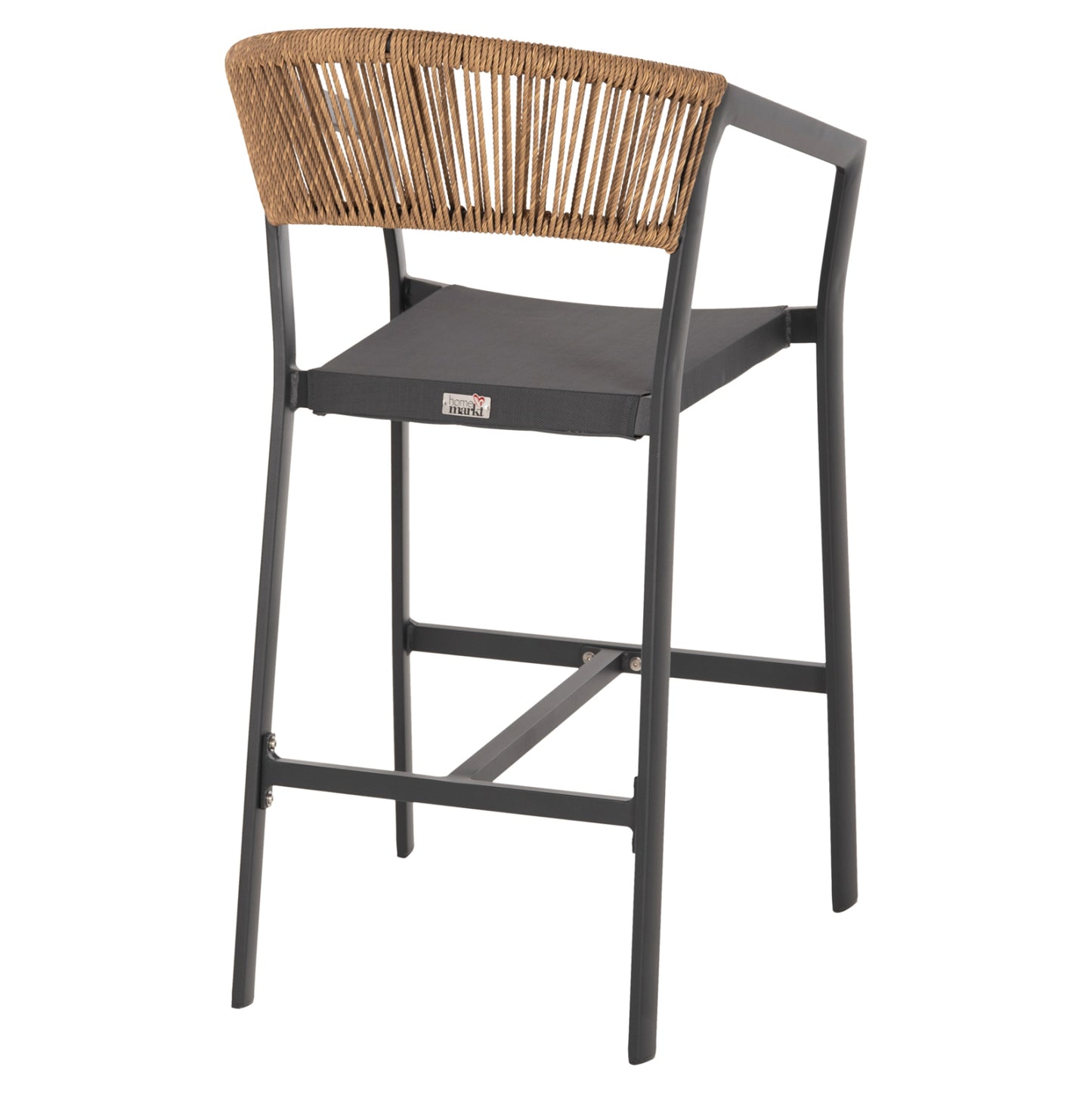 BAR STOOL ALUMINUM ANTHRACITE HM5892.11 MEDIUM HEIGHT WITH ARMS-RATTAN&TEXTLINE 55x56.5x99Hcm.