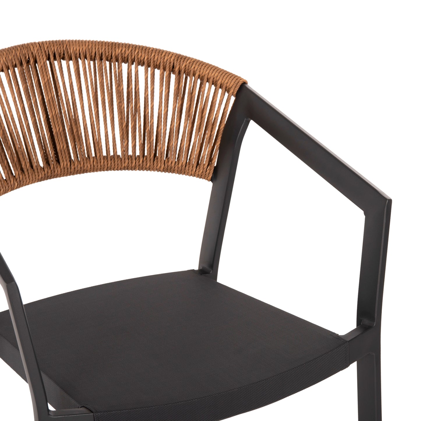 BAR STOOL ALUMINUM ANTHRACITE HM5892.11 MEDIUM HEIGHT WITH ARMS-RATTAN&TEXTLINE 55x56.5x99Hcm.