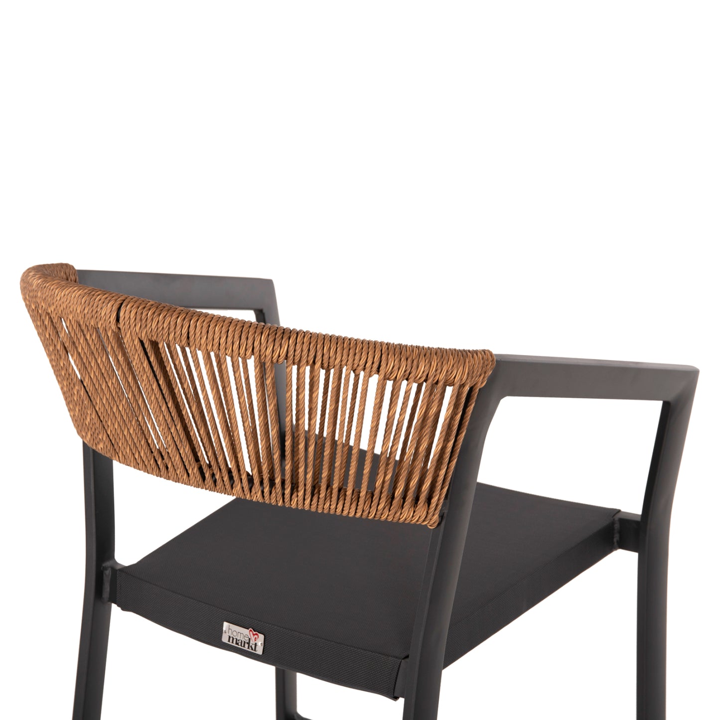 BAR STOOL ALUMINUM ANTHRACITE HM5892.11 MEDIUM HEIGHT WITH ARMS-RATTAN&TEXTLINE 55x56.5x99Hcm.