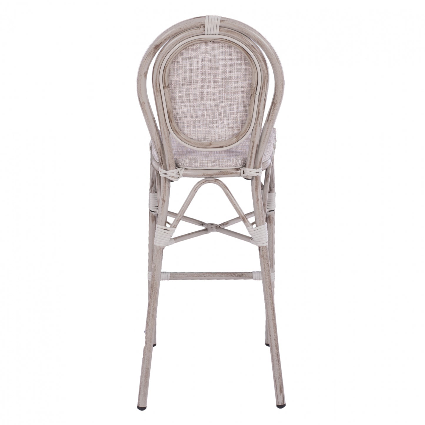 Stool Aluminum Bamboo Look White patina with textline HM5110 47x61x115cm
