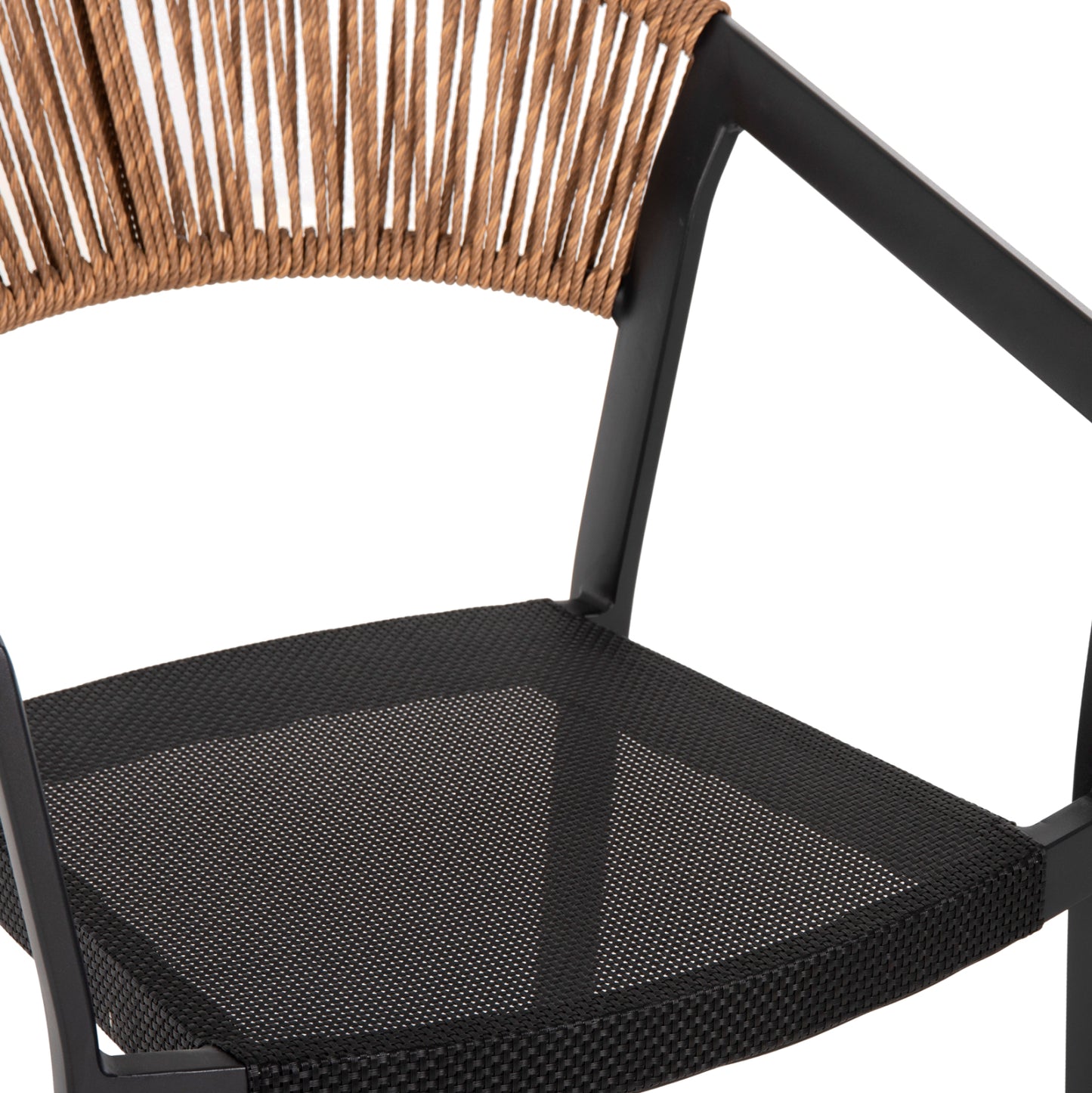 BAR STOOL ALUMINUM BLACK HM5892.15 MED.HEIGHT BLACK TEXTLINE&BEIGE RATTAN 55x56.5x99Hcm.