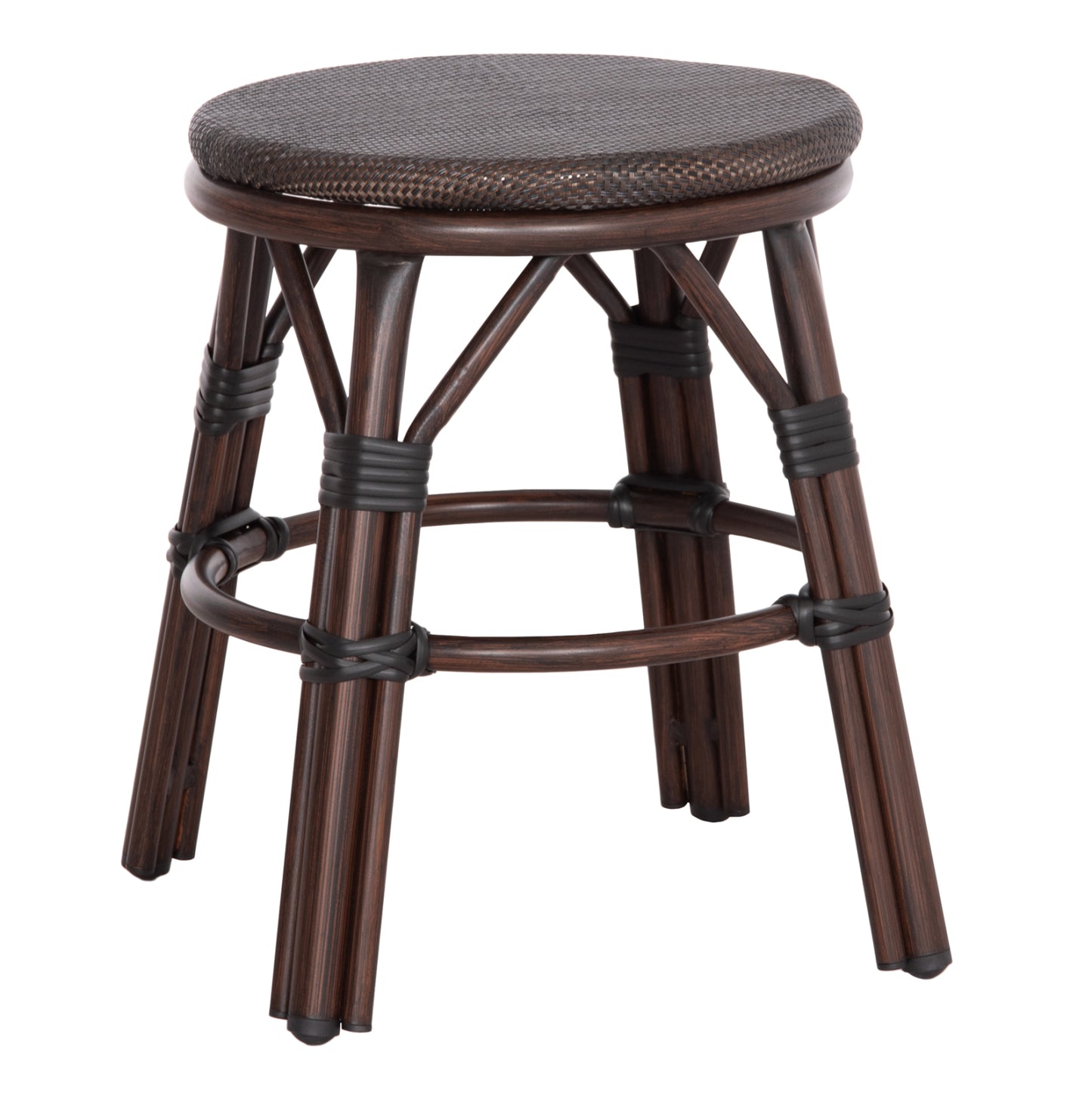 ALUMINUM ROUND STOOL CHINO HM6285.01 BAMBOO LOOK BROWN-TEXTILENE BROWN Φ36x46Hcm. image 1