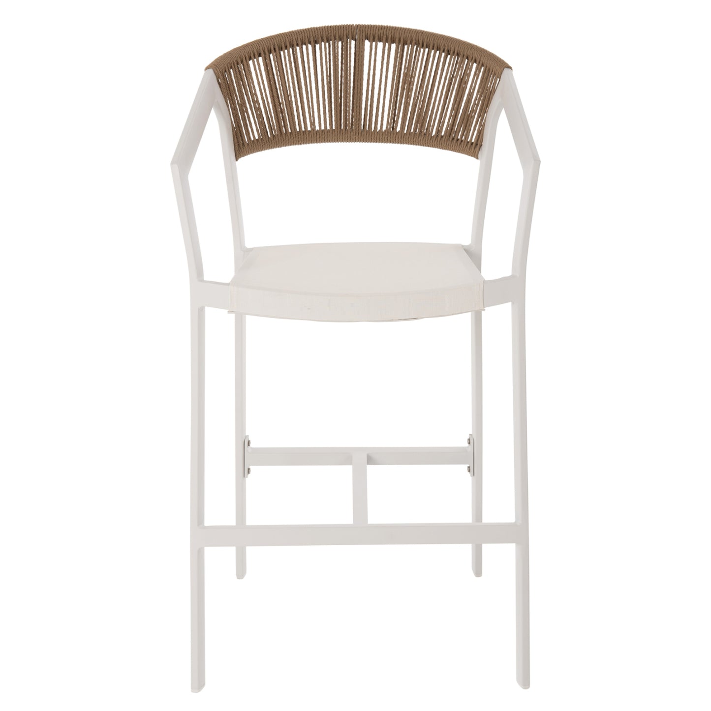 BAR STOOL ALUMINUM WHITE HM5892.12 MEDIUM HEIGHT WITH ARMS-RATTAN&TEXTLINE 55x56.5x99H.