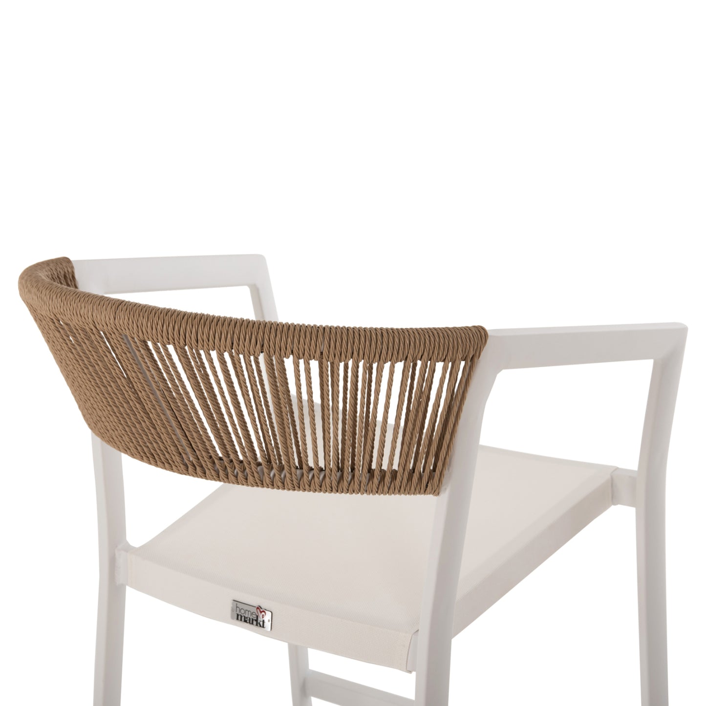 BAR STOOL ALUMINUM WHITE HM5892.12 MEDIUM HEIGHT WITH ARMS-RATTAN&TEXTLINE 55x56.5x99H.