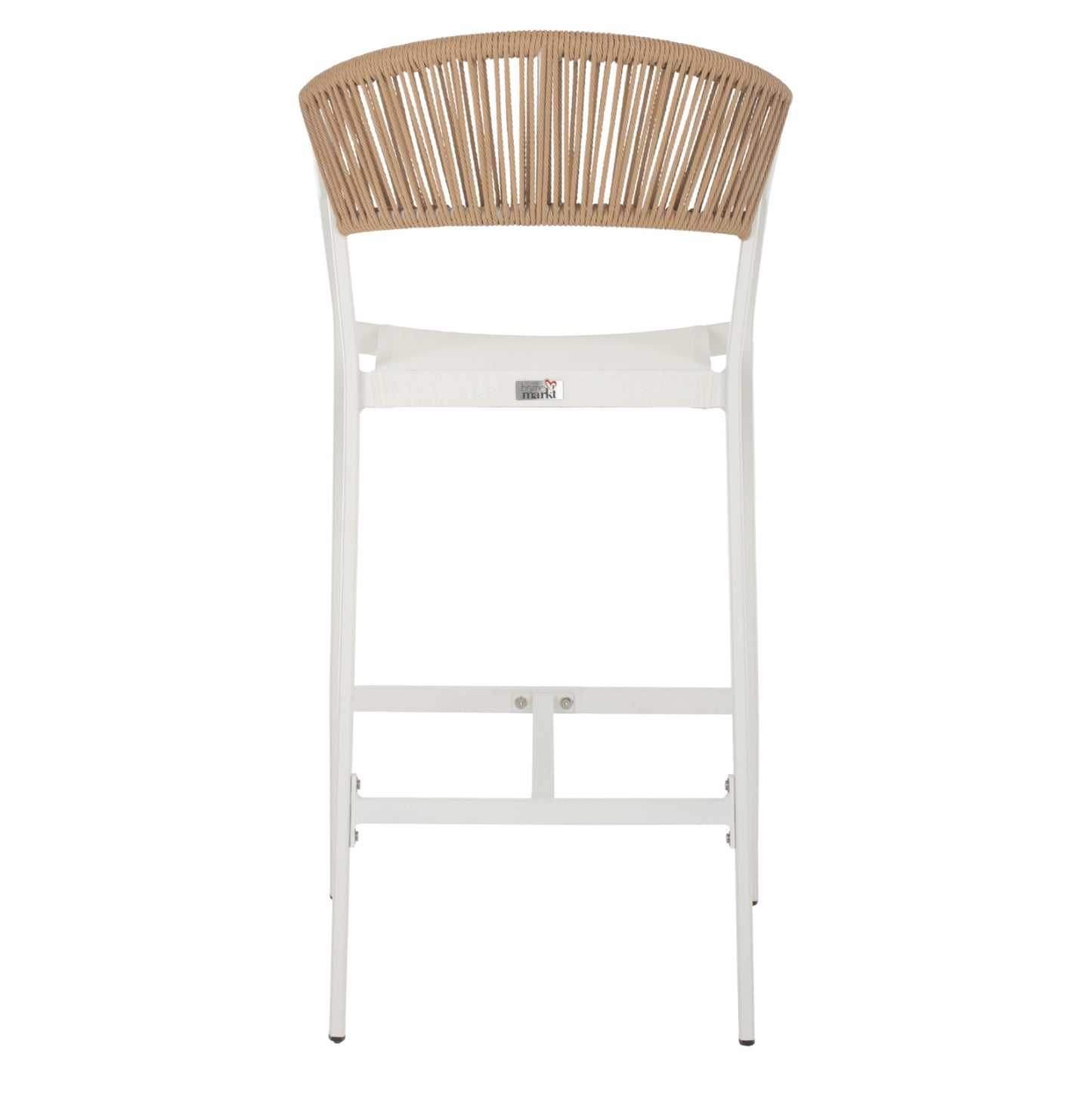 BAR STOOL ALUMINUM WITH ARMS WHITE PE RATTAN BACK TEXTLINE SEAT 56x58x105Hcm.HM5892.02