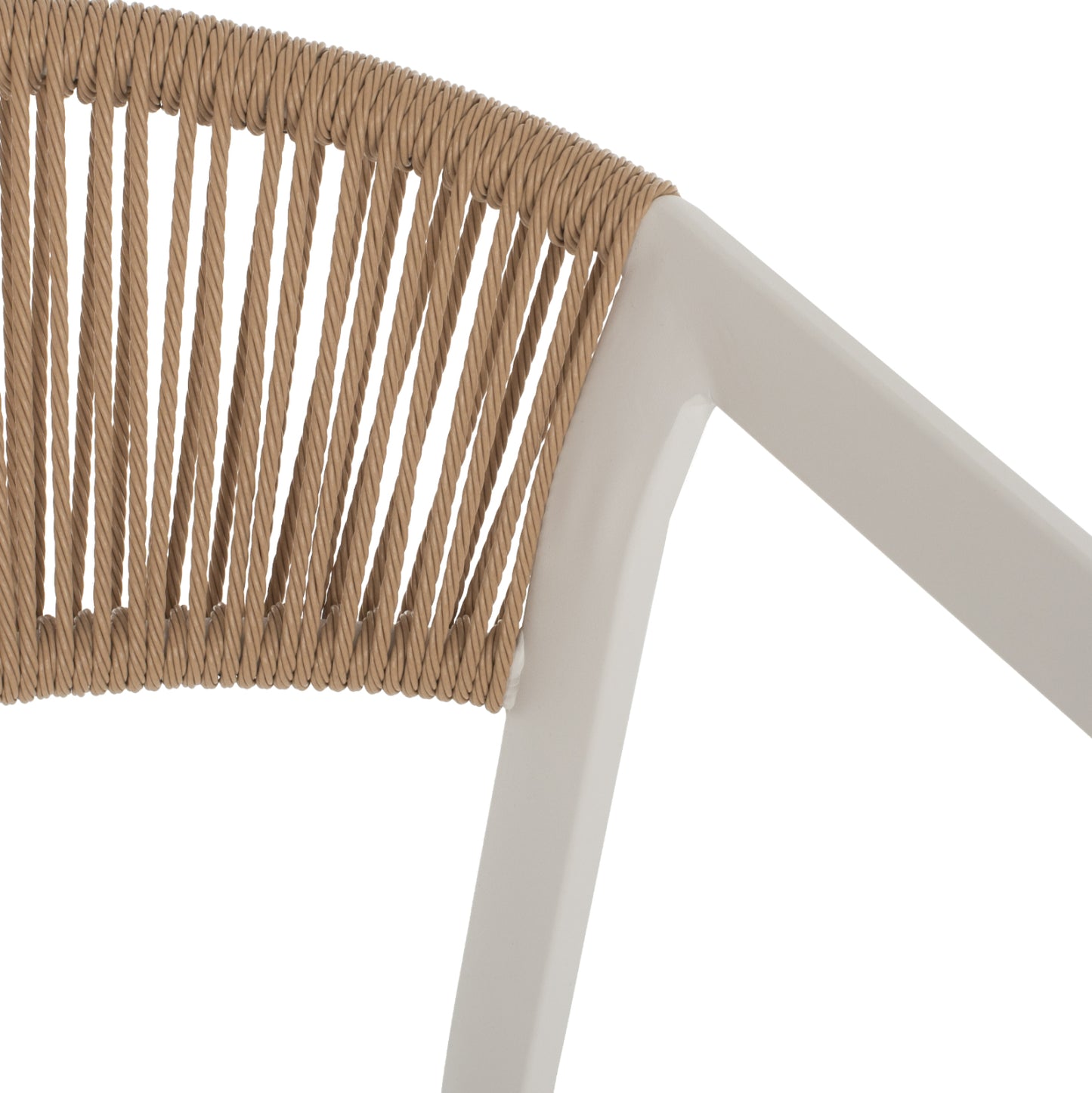 BAR STOOL ALUMINUM WITH ARMS WHITE PE RATTAN BACK TEXTLINE SEAT 56x58x105Hcm.HM5892.02