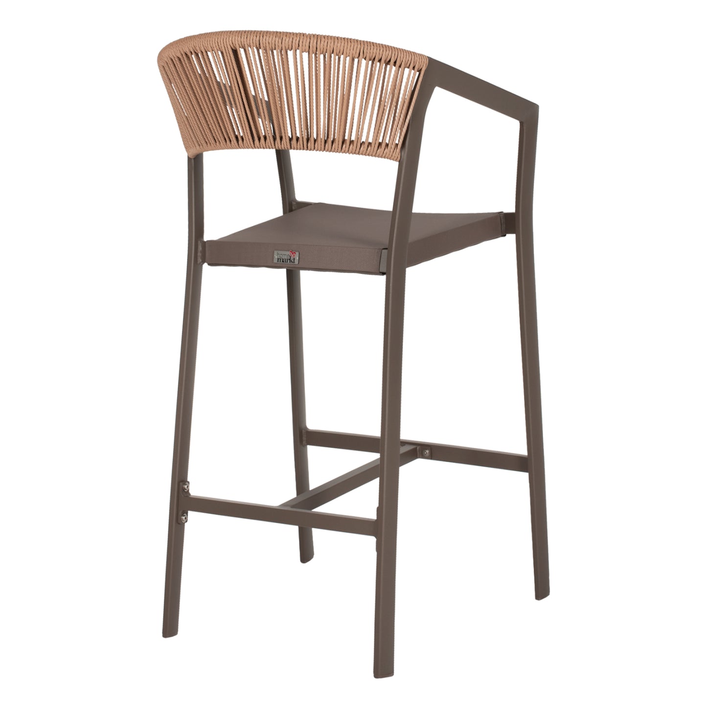 BAR STOOL ALUMINUM WITH ARMS CHAMPAGNE PE RATTAN TEXTLINE WHITE 56x58x105Hcm.HM5892.03