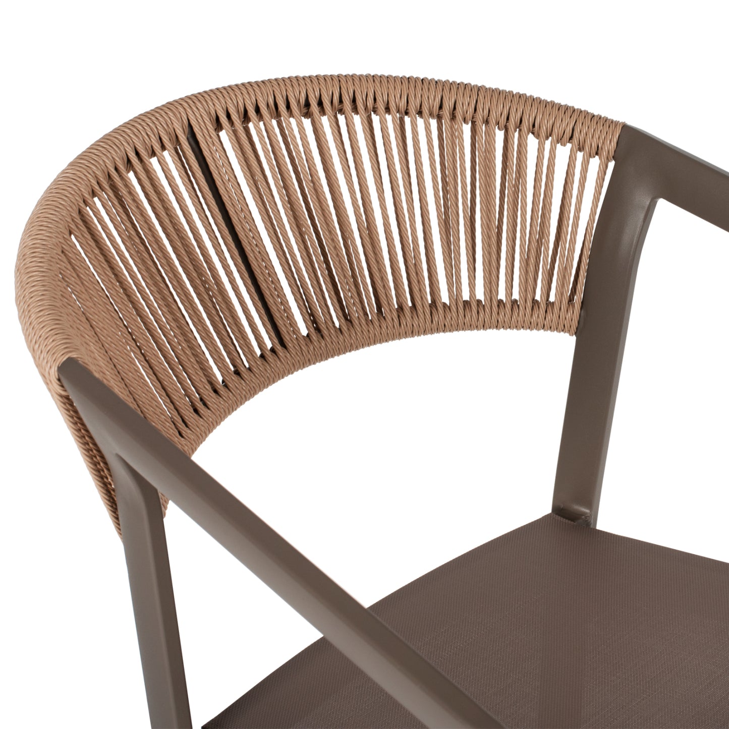 BAR STOOL ALUMINUM WITH ARMS CHAMPAGNE PE RATTAN TEXTLINE WHITE 56x58x105Hcm.HM5892.03