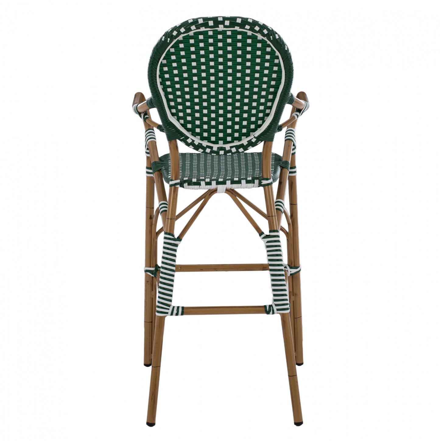 ALUMINUM STOOL BAMBOO LOOK WITH WICKER GREEN WHITE HM5794.01 56x60x126 cm.