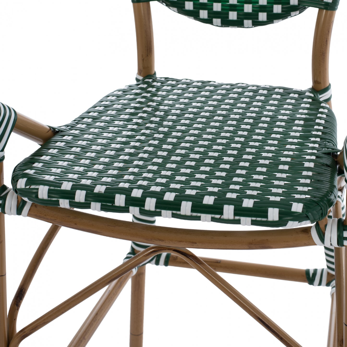 ALUMINUM STOOL BAMBOO LOOK WITH WICKER GREEN WHITE HM5794.01 56x60x126 cm.