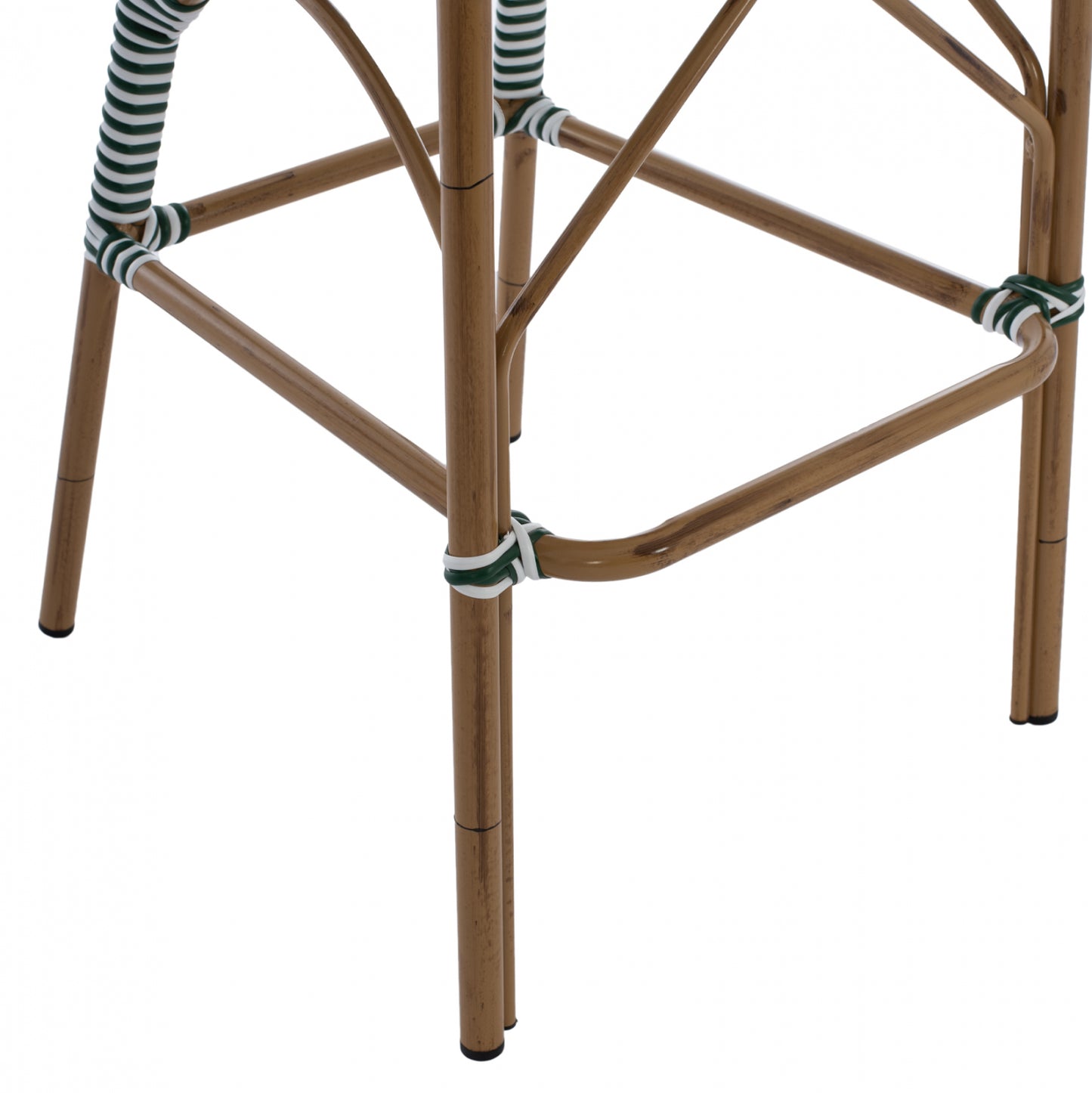 ALUMINUM STOOL BAMBOO LOOK WITH WICKER GREEN WHITE HM5794.01 56x60x126 cm.