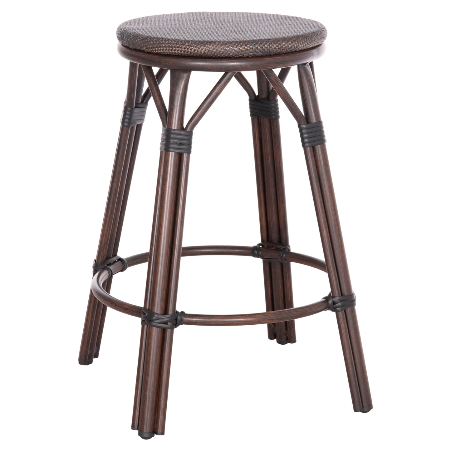 ALUMINUM MEDIUM HEIGHT BAR STOOL CHINO HM6286.01 BAMBOO LOOK & TEXTILENE IN BROWN 43x43x65Hcm. image 1