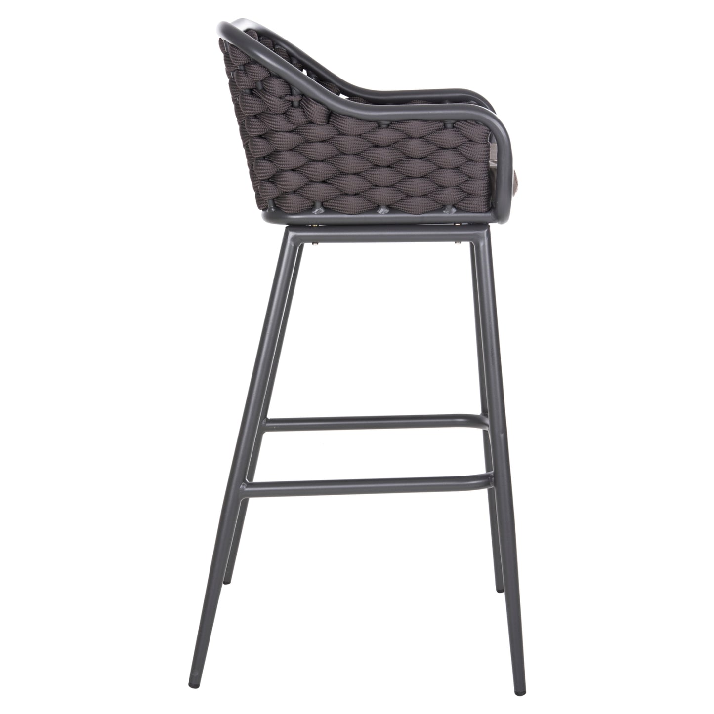 BAR STOOL ALUMINUM FRAME DARK GREY-ROPE BROWN 50x50x103Hcm.HM5862.01
