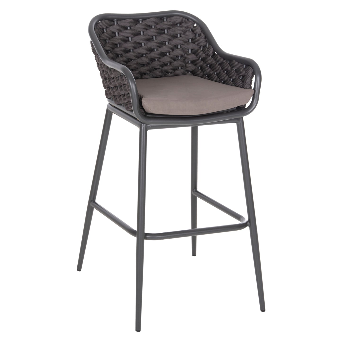 BAR STOOL ALUMINUM FRAME DARK GREY-ROPE BROWN 50x50x103Hcm.HM5862.01 image 1