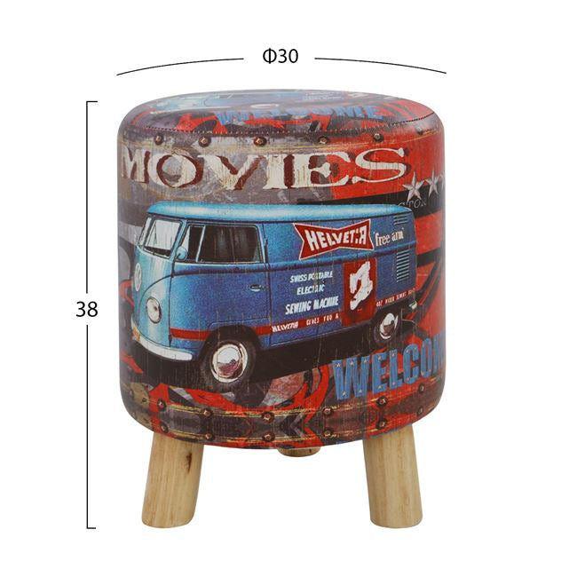 Stool from PU with 3 wooden legs HM8153 Movies D 30x38cm