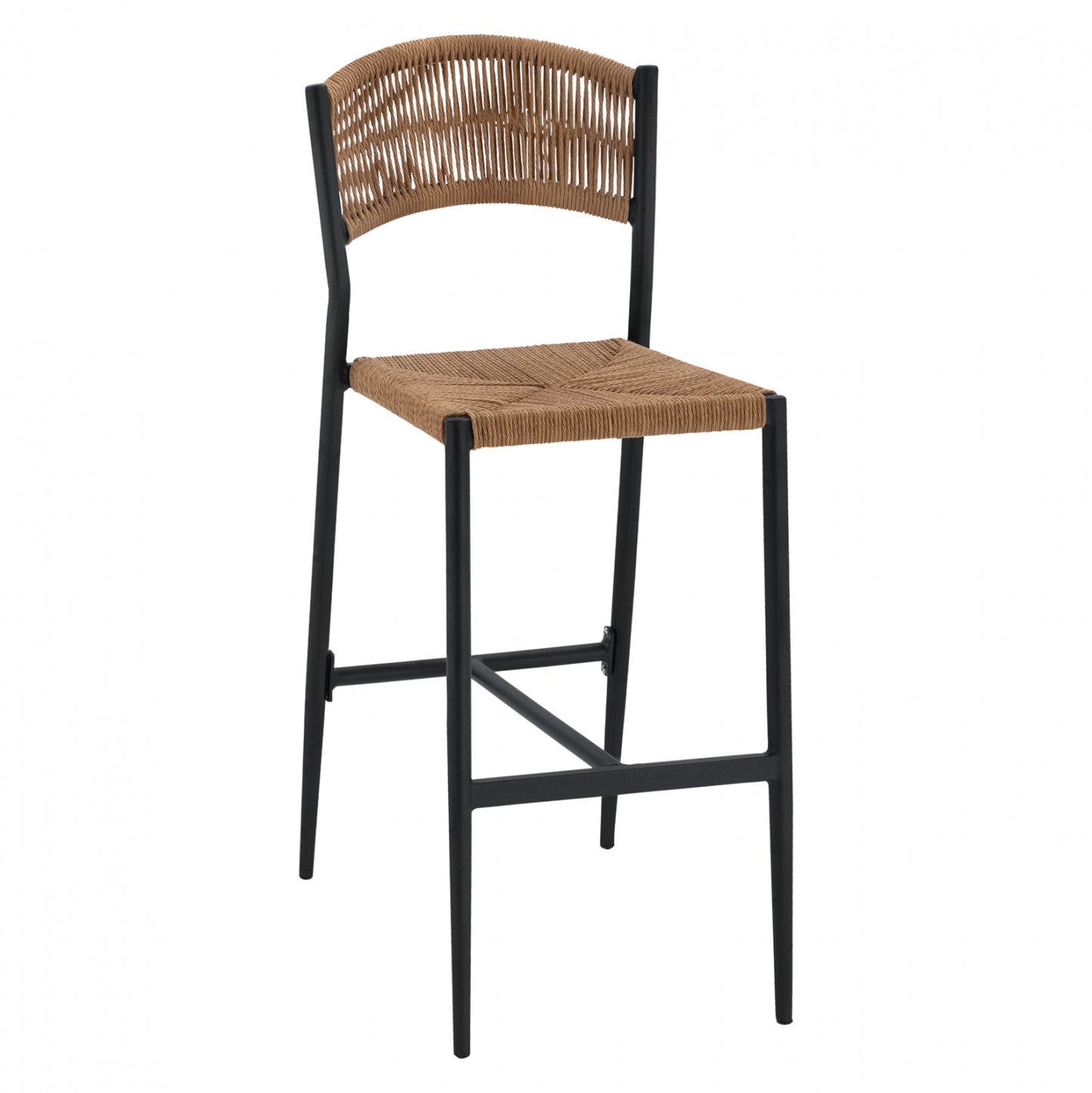 CHARCOAL ALUMINUM BAR STOOL WITH PE ROPE BEIGE HM5789.02 45,5x56x111 cm. image 1