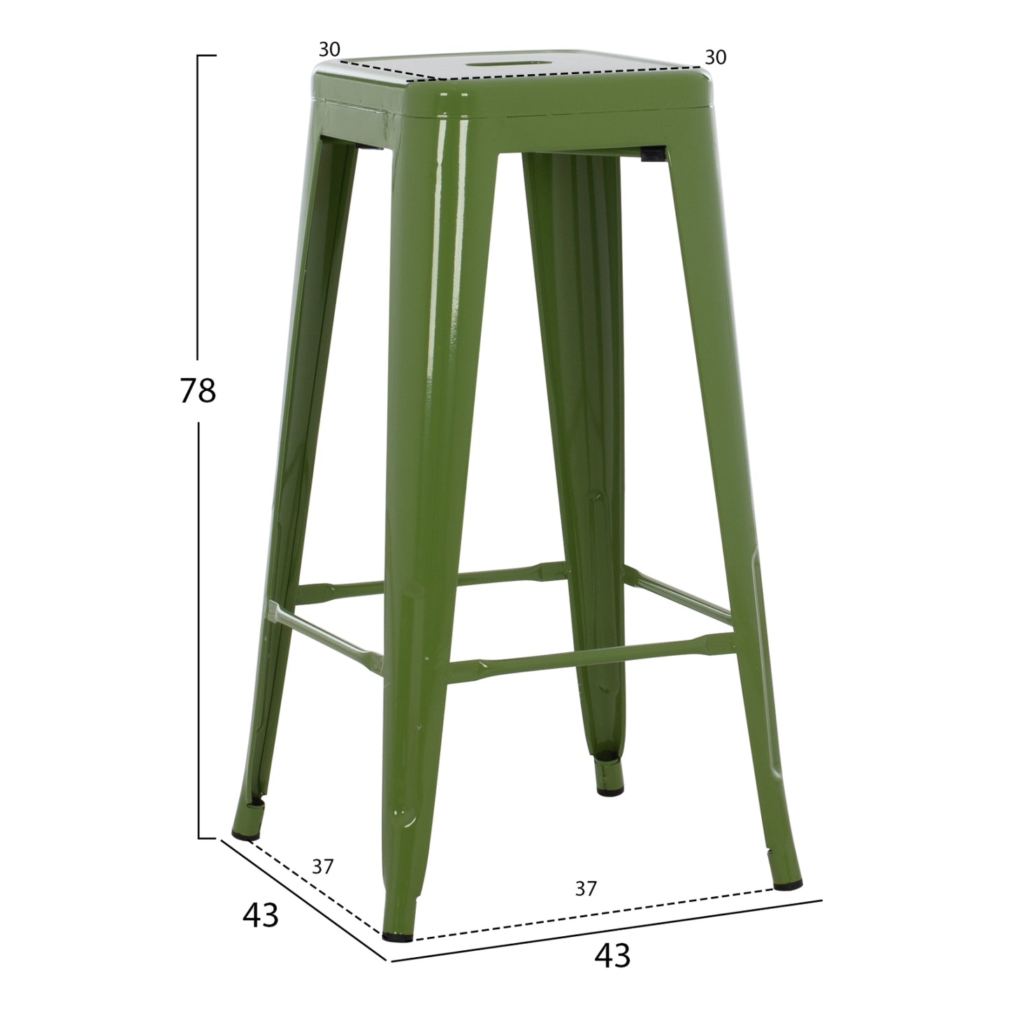 Σκαμπό Μπαρ Μεταλλικό Melita Σε Light Olive Green
