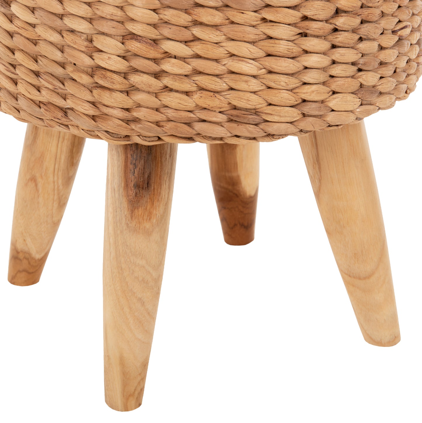STOOL JIM HM7824 TEAK WOOD IN NATURAL COLOR-MATTED SEAT Φ43x43Hcm.