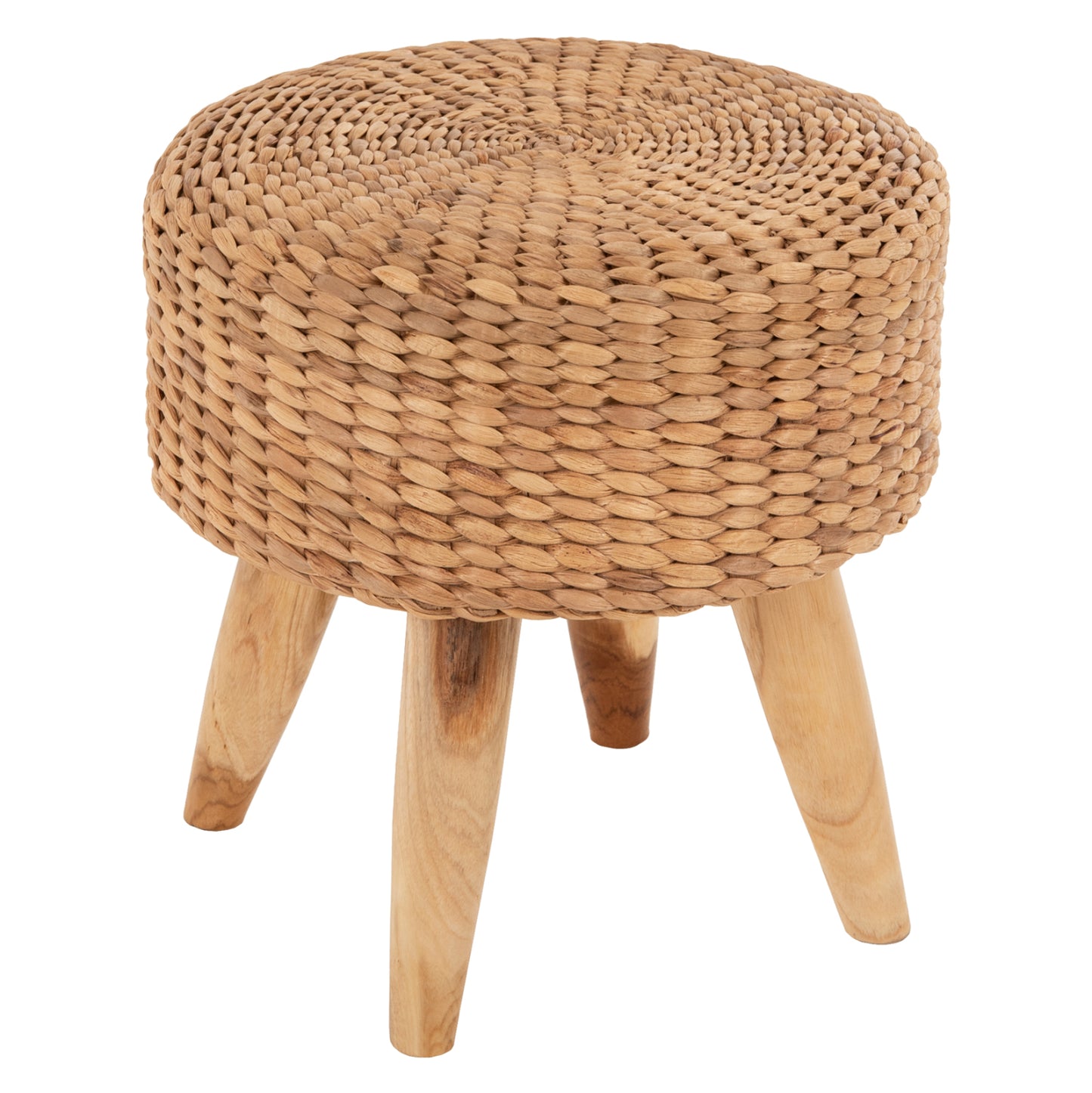 STOOL JIM HM7824 TEAK WOOD IN NATURAL COLOR-MATTED SEAT Φ43x43Hcm. image 1