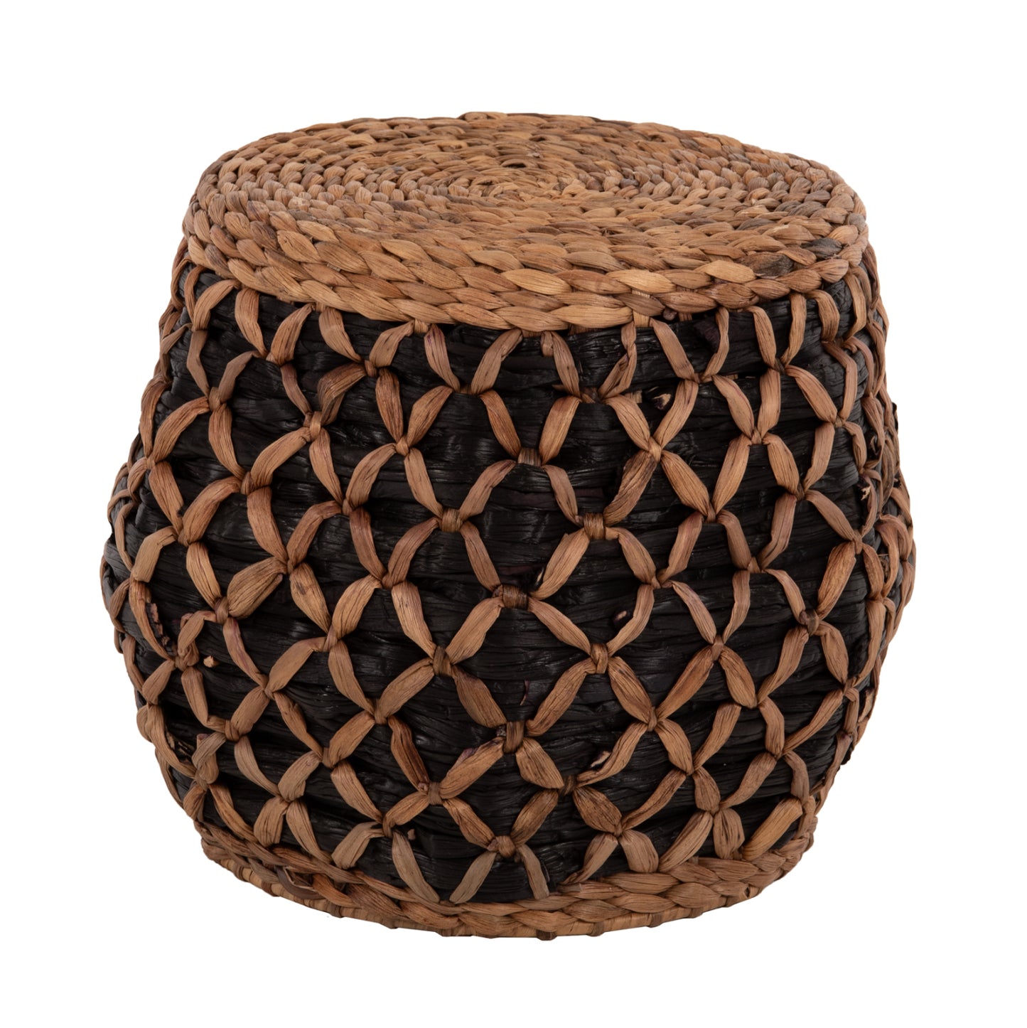 STOOL TEOFILO HM7869 IN NATURAL AND BLACK-HYDROHYACINTH MAT Φ43x38Hcm. image 1