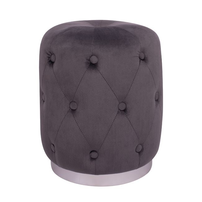 Velvet stool Torrie HM8405.01 grey with silver base ''37x46cm image 1
