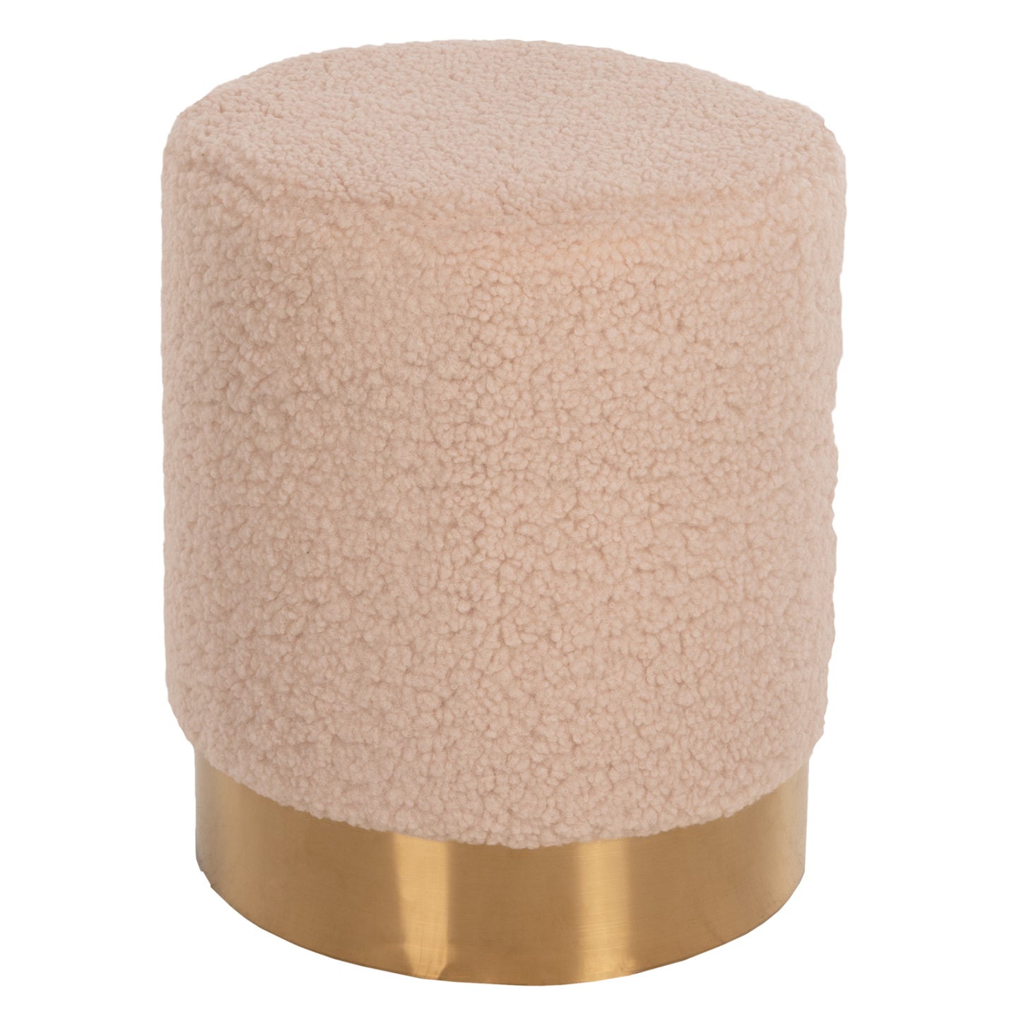 STOOL LEVY HM8408.20 BOUCLE FABRIC ECRU-GOLD BASE Φ35x42Hcm. image 1