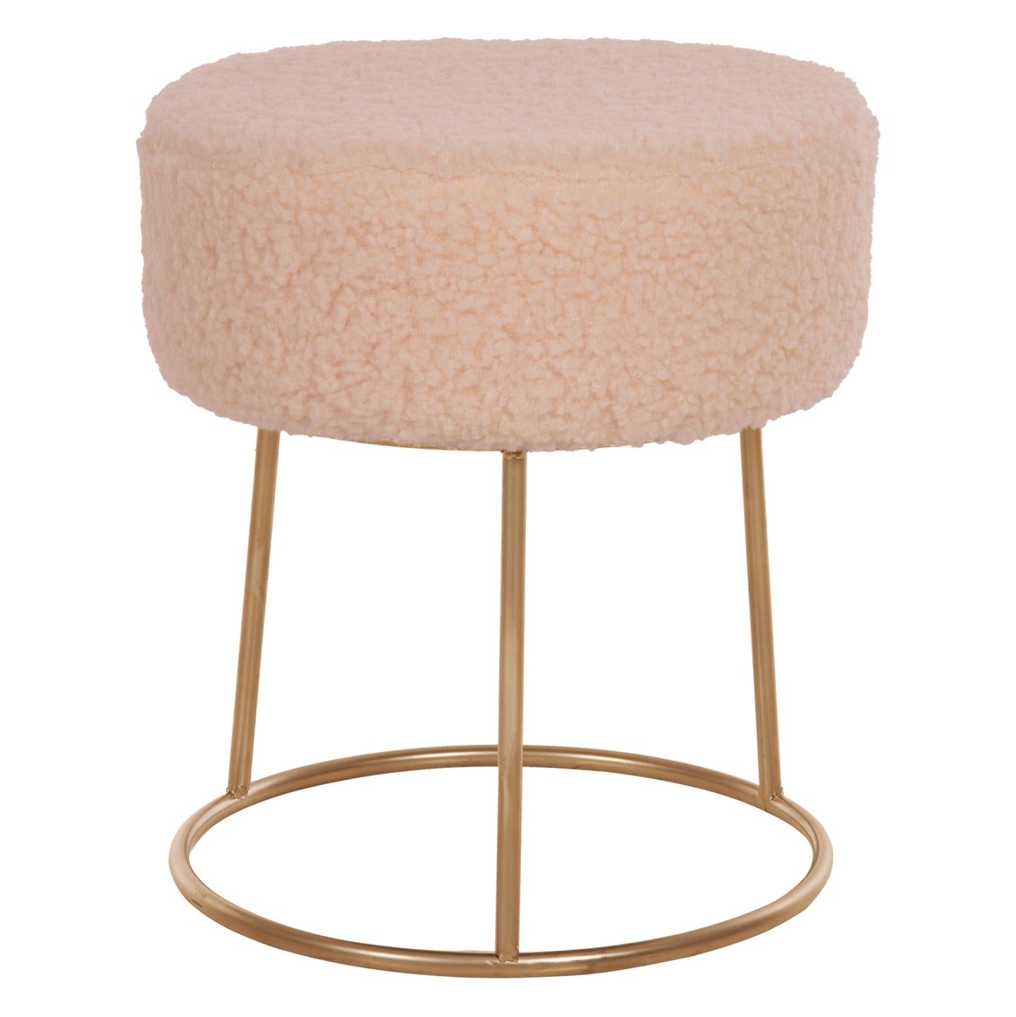 STOOL KARLO HM8411.20 ECRU BOUCLE FABRIC WITH GOLD BASE Φ35x41Hcm. image 1