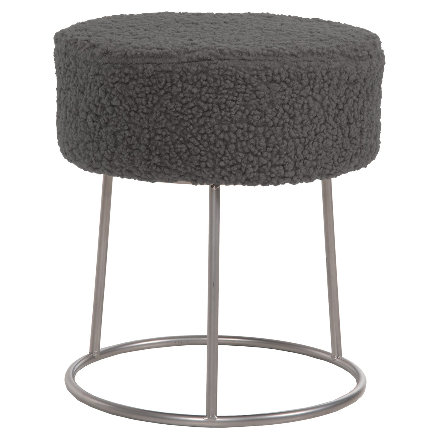STOOL KARLO HM8411.21 GREY BOUCLE FABRIC WITH SILVER BASE Φ35x41Hcm. image 1