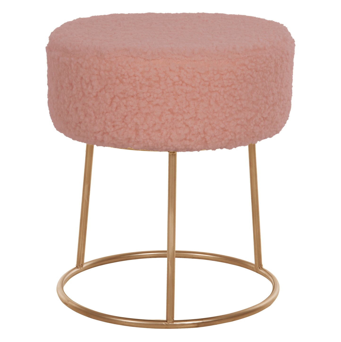 STOOL KARLO HM8411.22 DUSTY PINK BOUCLE FABRIC WITH GOLD BASE Φ35x41Hcm. image 1