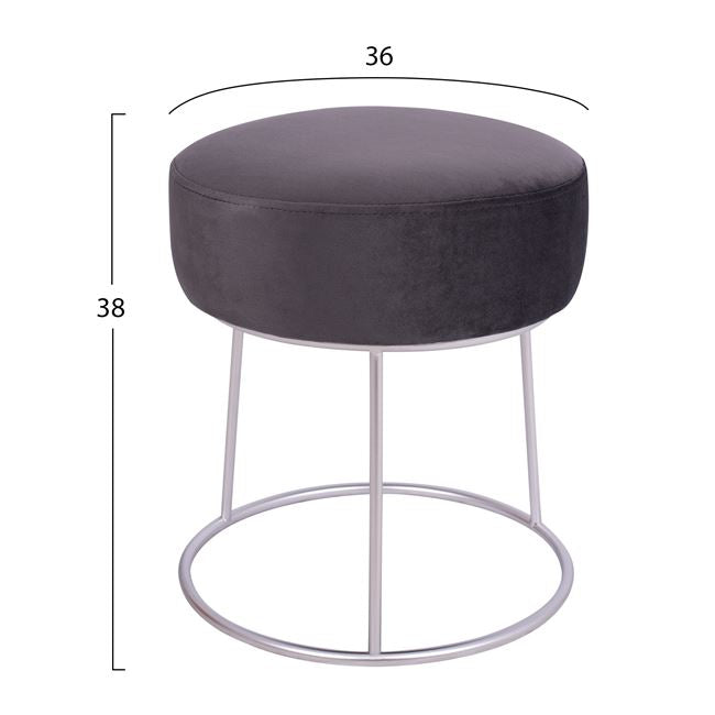 Stool Karlo HM8411.01 Grey with Silver Base ''36x38 cm