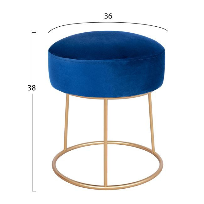 Stool Karlo HM8411.08 Blue with gold Base ''36x38 h cm