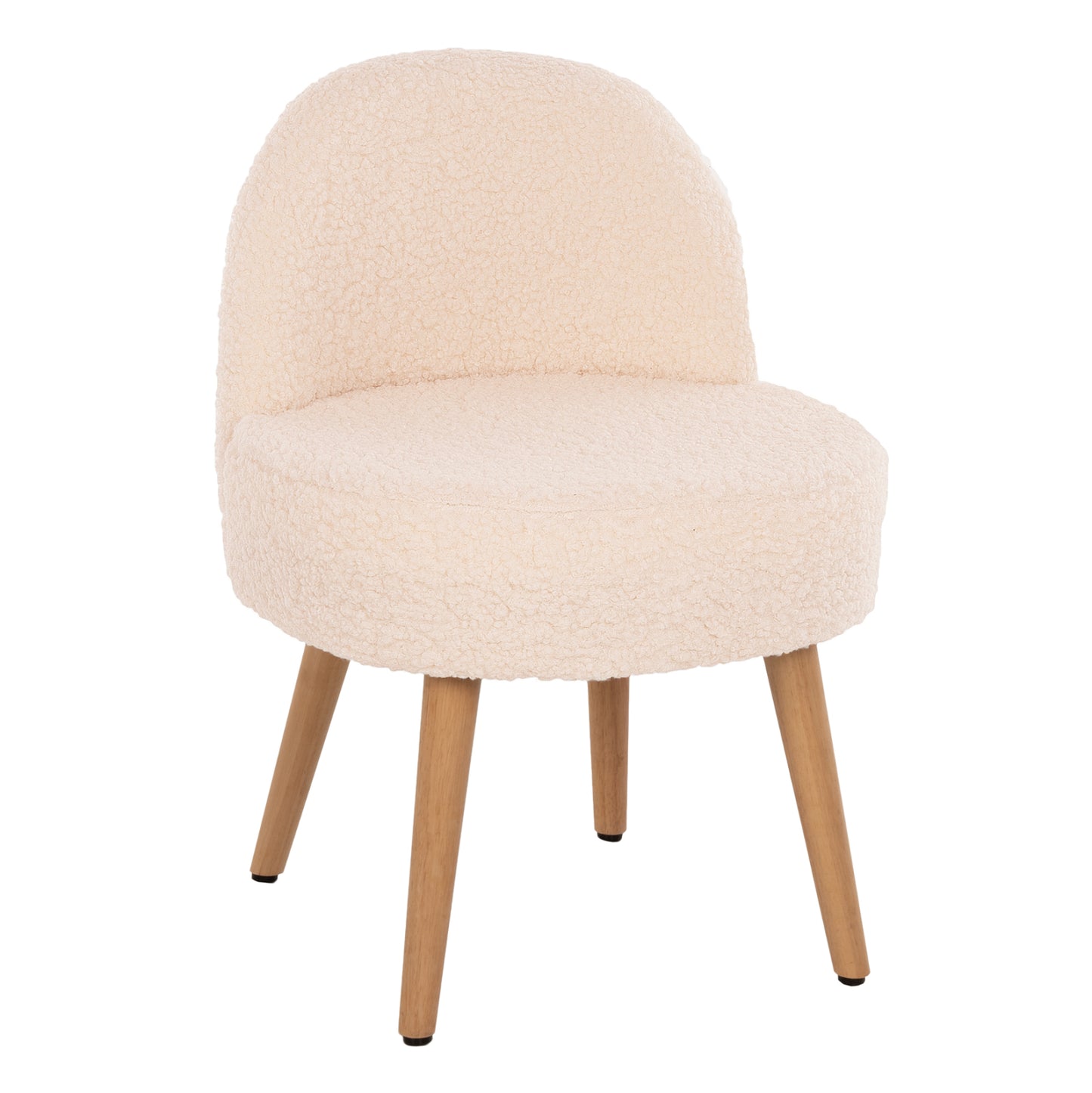 STOOL YASMINE HM8395.20 LOW BACKREST- BOUCLE FABRIC IN ECRU COLOR-WOODEN LEGS 47x46x64,5Hcm. image 1