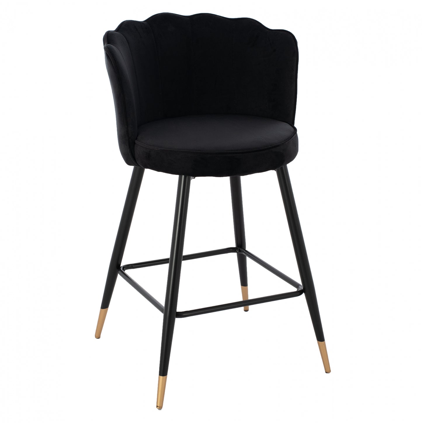 MEDIUM HEIGHT STOOL HM8736.04 BLACK VELVET WITH METAL FRAME 50x50x90 cm. image 1