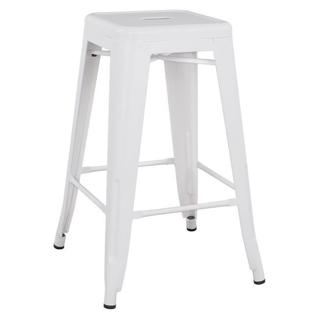 Bar Stool Medium Height Metallic HM8573.21 Melita in White Matte 43x43x67cm image 1
