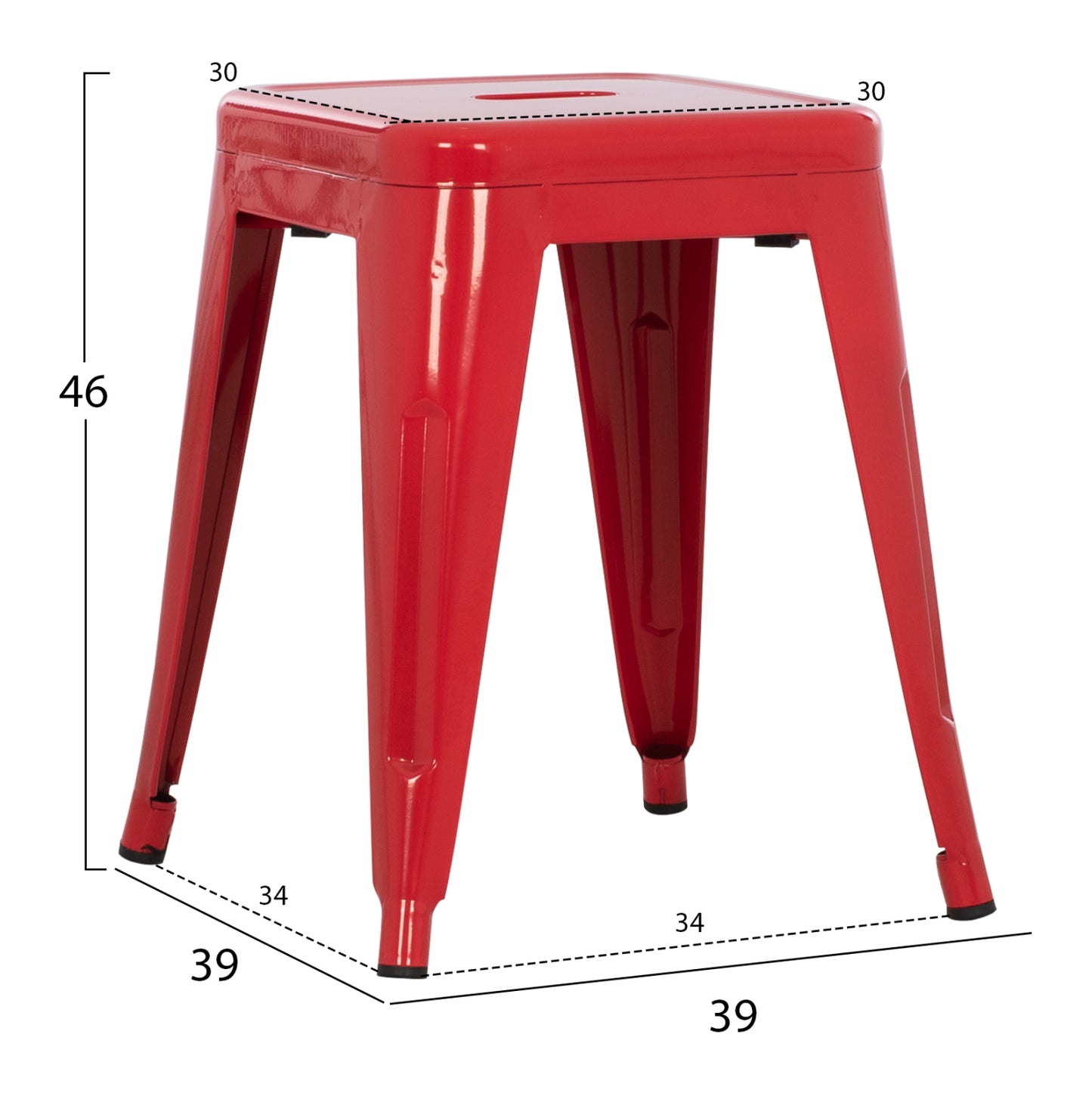 STOOL MELITA HM0096.44 METAL IN RED COLOR 37x37x45Hcm.