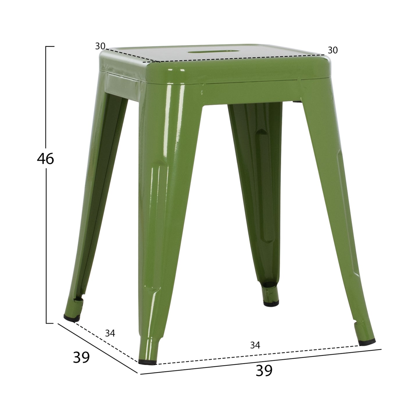 STOOL MELITA HM0096.53 METAL IN LIGHT OLIVE GREEN COLOR 37x37x45Hcm.