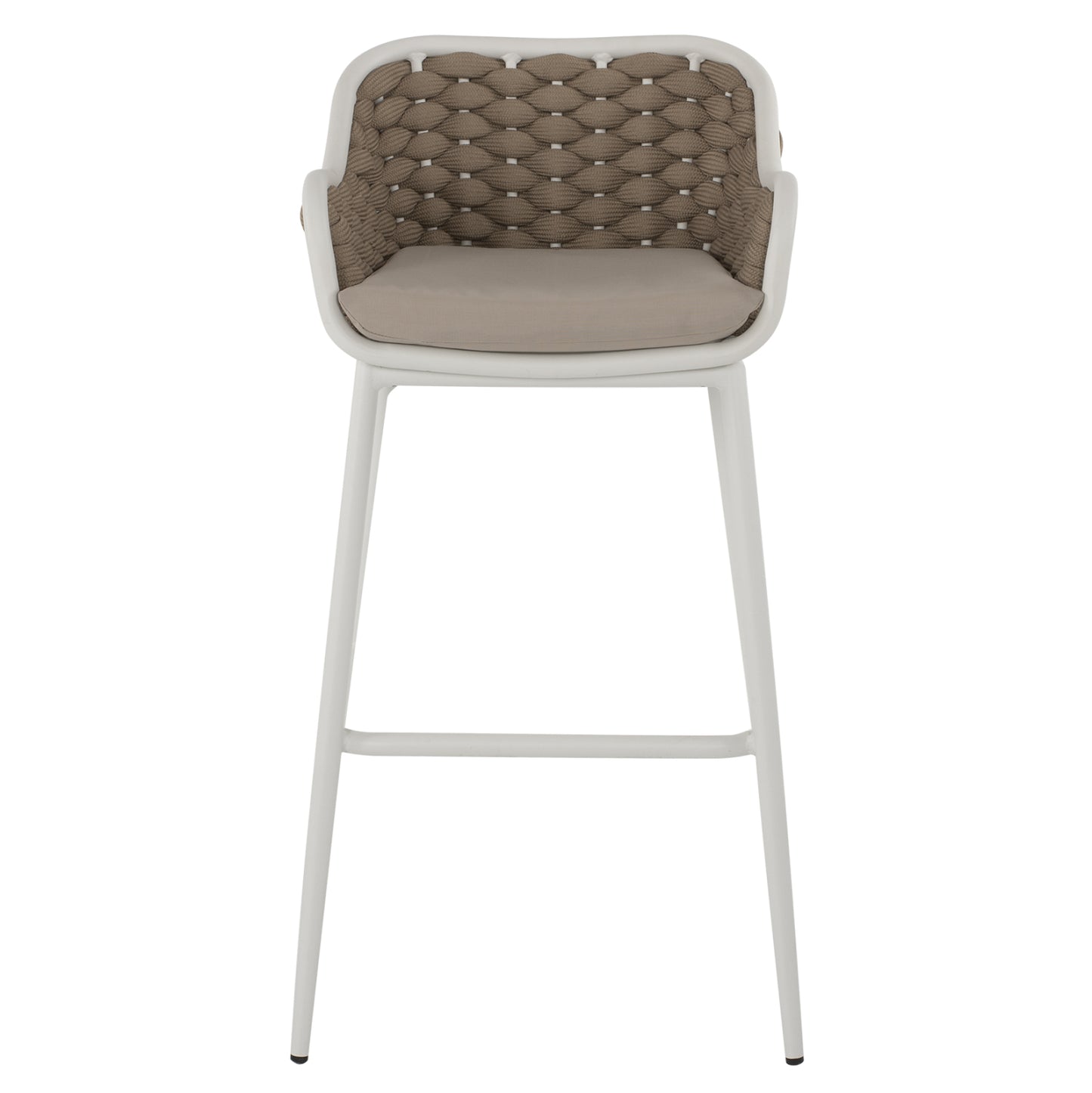 STOOL ALUMINUM WHITE WITH BEIGE ROPE 50x51x103Hcm.HM5862.02