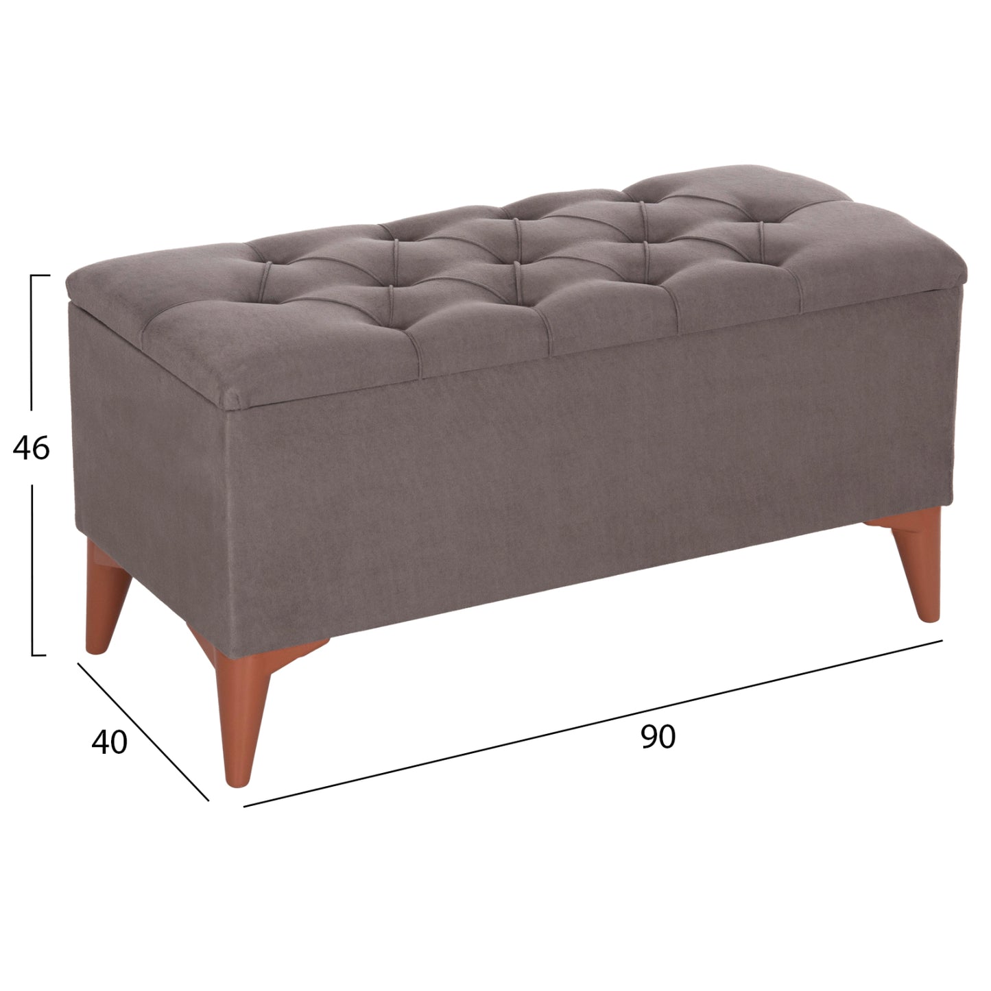 LONG STOOL-TRUNK STROL HM9261.01 GREY FABRIC QUILTED SEAT