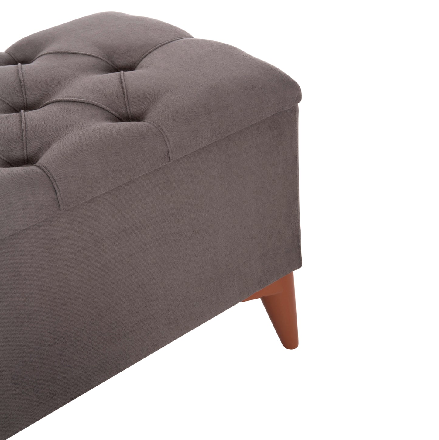 LONG STOOL-TRUNK STROL HM9261.01 GREY FABRIC QUILTED SEAT