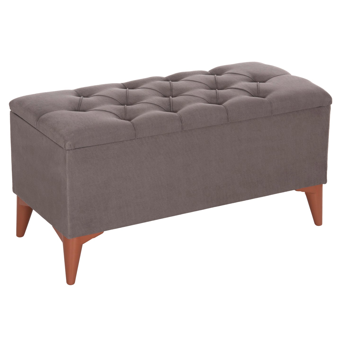 LONG STOOL-TRUNK STROL HM9261.01 GREY FABRIC QUILTED SEAT image 1