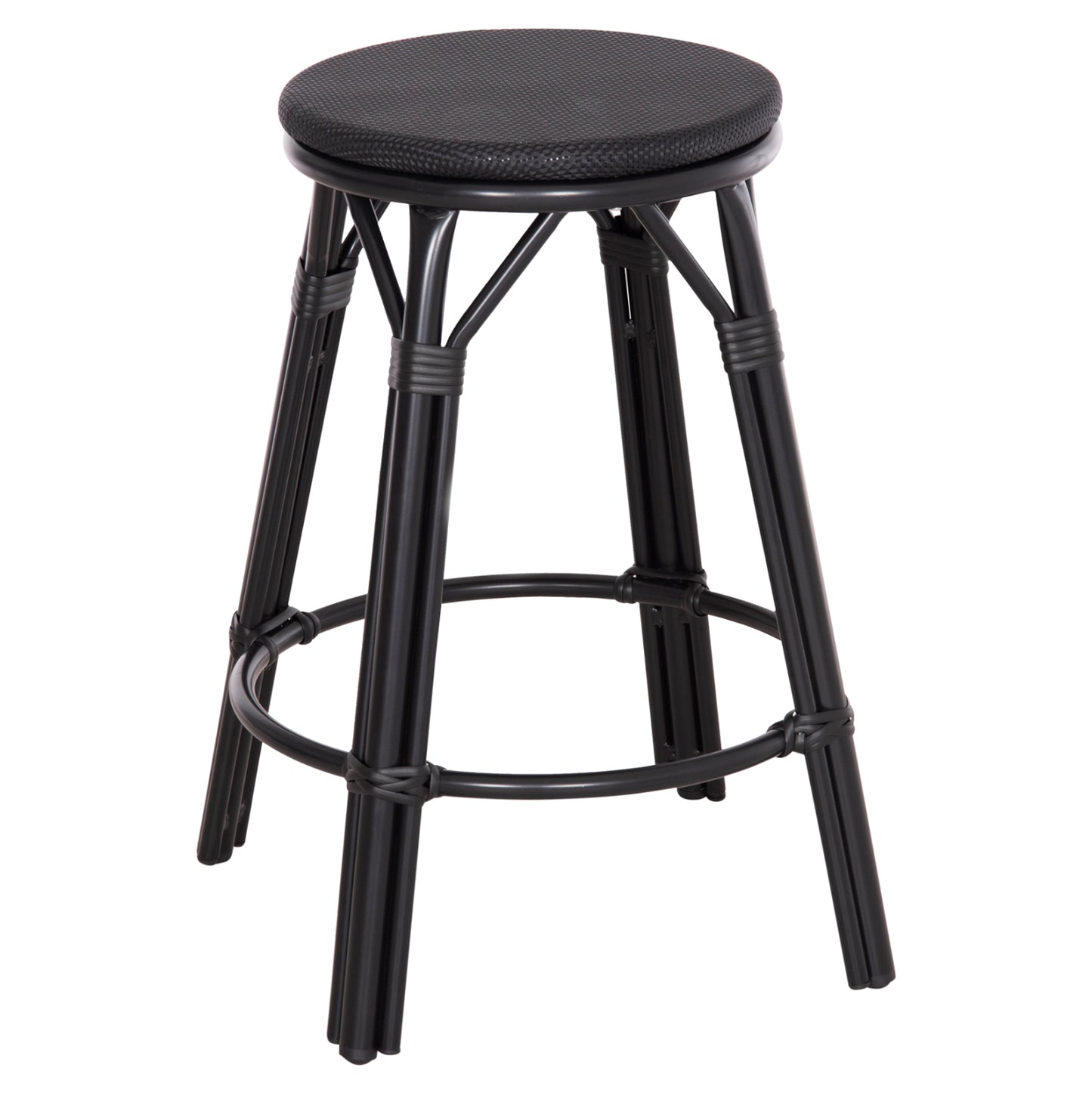 ALUMINUM MEDIUM HEIGHT BAR STOOL CHINO HM6286.02 BAMBOO LOOK & TEXTILENE IN BLACK 43x43x65Hcm. image 1