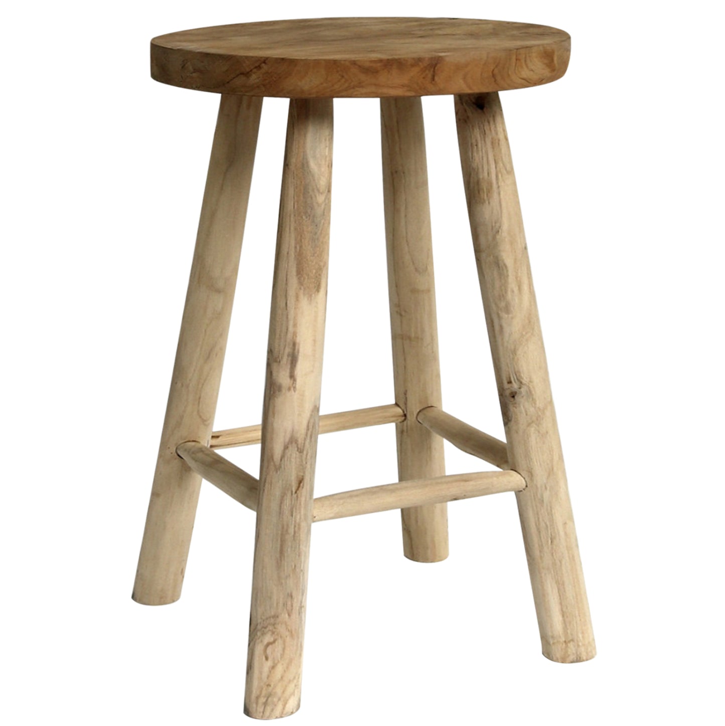 STOOL MADE OF TEAK WOOD NATURAL Φ35x62Hcm.HM9479 image 1