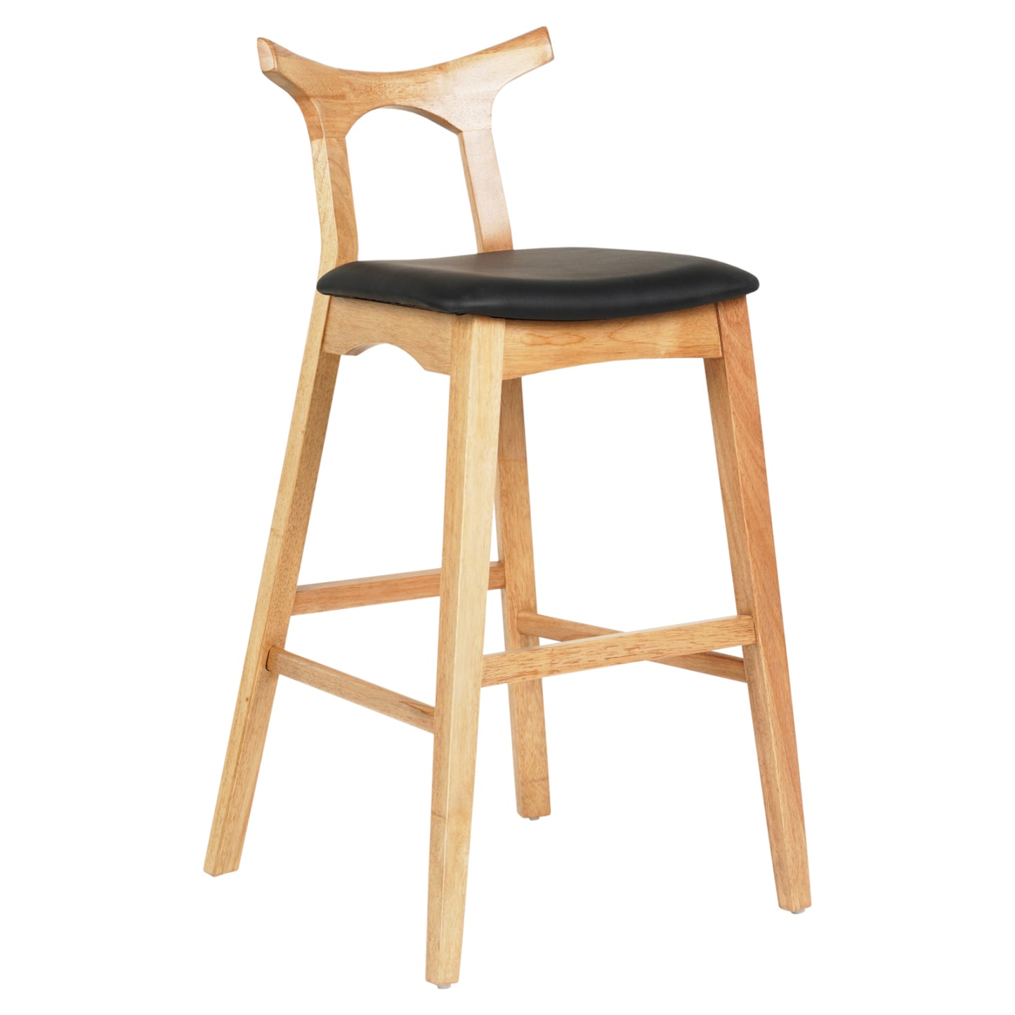 BAR STOOL USOPP HM9951.01 RUBBERWOOD IN LIGHT OAK- BLACK PU 43x41x100Hcm. image 1