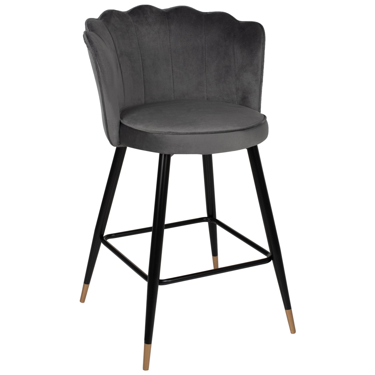 BAR STOOL VESNA HM8736.01 GREY VELVET METAL FRAME IN BLACK 50x50x90Hcm. image 1