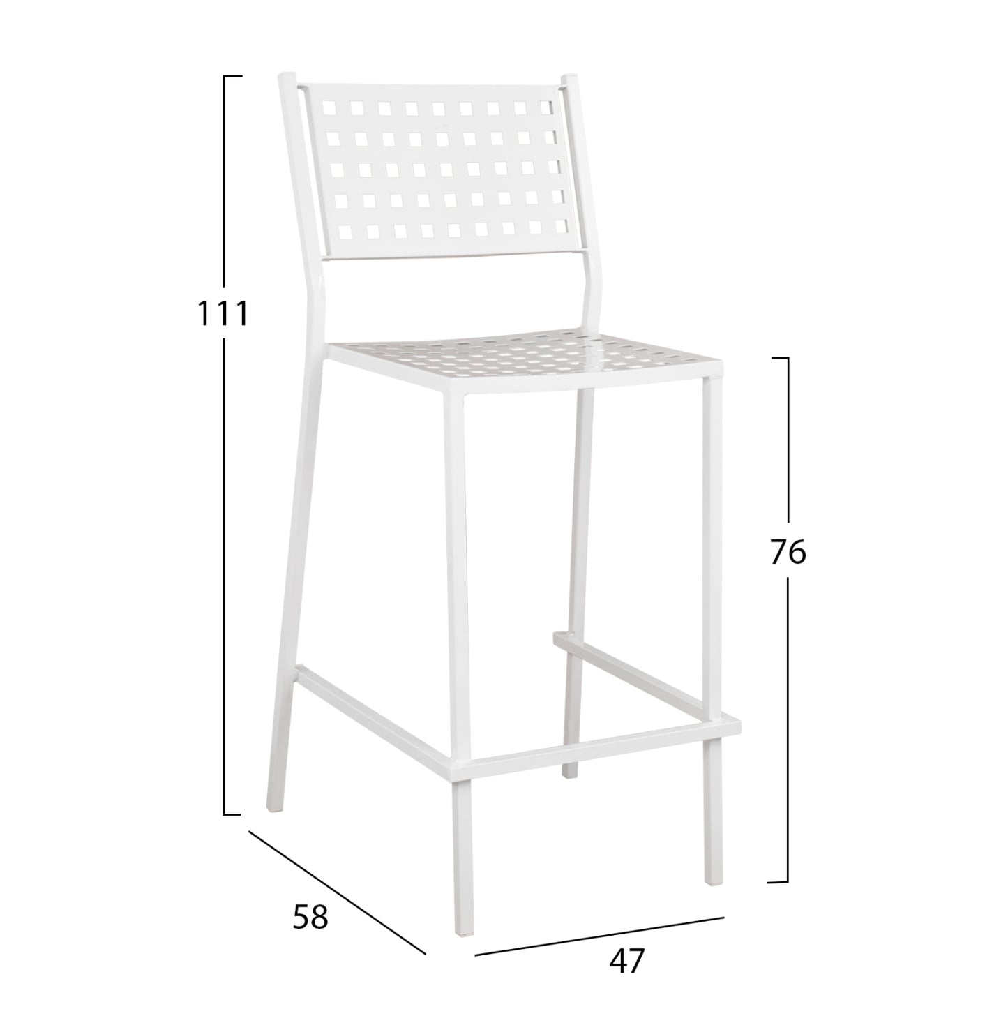 Bar Stool Olympias Metallic HM5528.02 White color 47x58x111cm