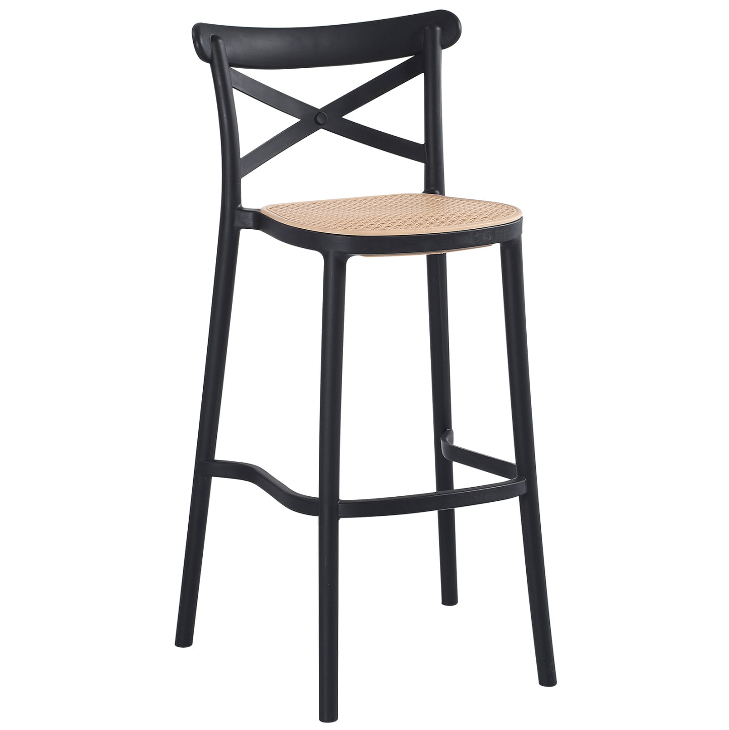 BAR STOOL CONN HM5933.02 POLYPROPYLENE WITH BACKREST BLACK AND BEIGE SEAT 41x49x102Hcm. image 1