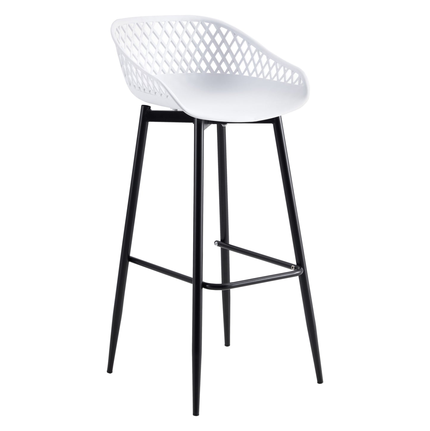 BAR STOOL HM8686.11 WHITE POLYPROPYLENE AND BLACK METAL LEGS 45x45x97Hcm. image 1